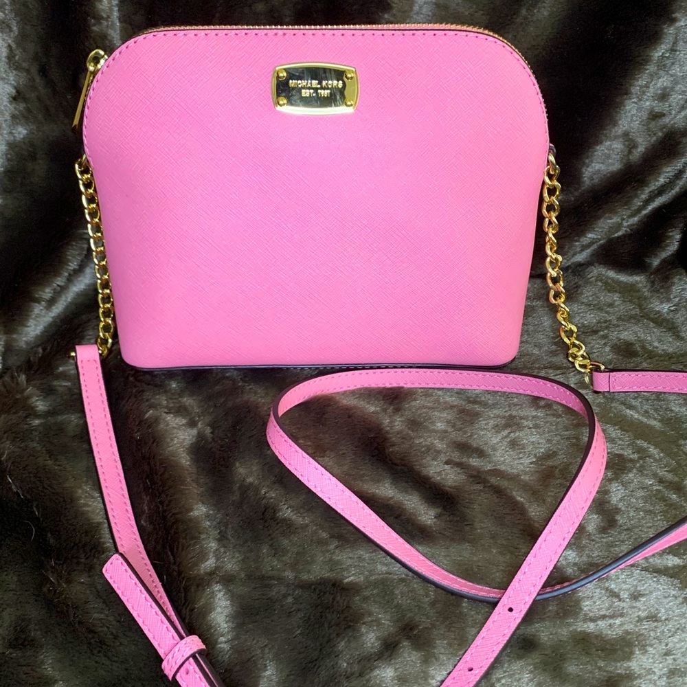 MICHAEL KORS Pink Leather Dome Crossbody